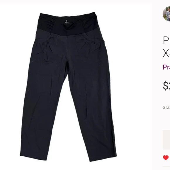Prana Black Outdoor Summit Capri Pants (Size:  XS) - Picture 2 of 5